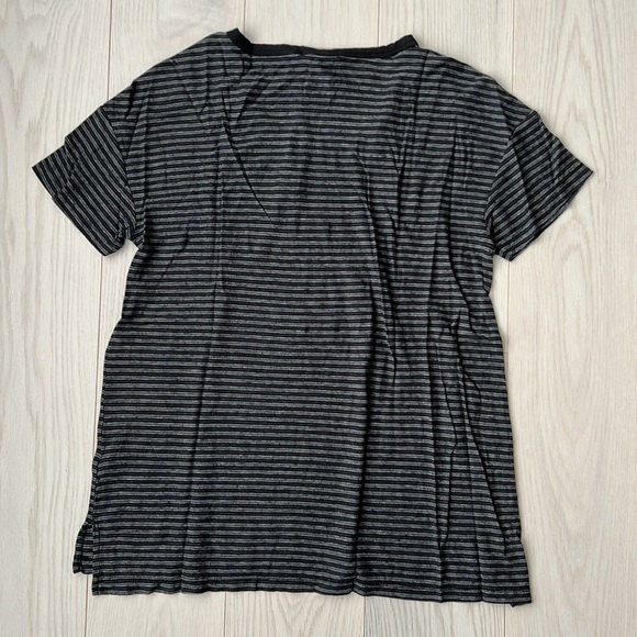 JAMES PERSE Split Hem STRIPED TEE Black Grey - Picture 5 of 5